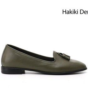 Resim Gönderi R Kadın Haki Hakiki Deri Püsküllü Babet Gdza134m0431 Haki 