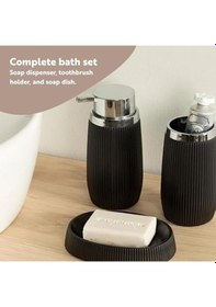Resim Home Evelyn 3'lü Banyo Seti 17.5x6.5x6.5 Cm+9x6.5x6.5 Cm+1 Siyah Siyah 