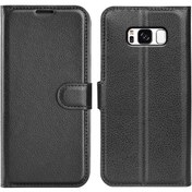 Resim Samsung Galaxy S8 Litchi Deri Standlı Kılıffolio Flip Cüzdan Stand Tasarımı 