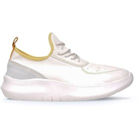 Resim Bueno Shoes Beyaz Sarı Deri Kadın Dolgu Topuklu Spor Ayakkabı 01wq10204 
