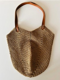 Resim İlmek anne butik Kağıt İp Plaj Bohem Örgü Hand Made Midye Model Yazlık Çanta 