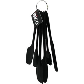 Resim 6pcs Silikon - Siyah Mutfak Seti 2 Kaşık - 3 Spatula - Yumurta Fırça Metal Asma Halkalı (4887) 