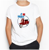 Resim Vespa I Love Beyaz Çocuk Tişört 