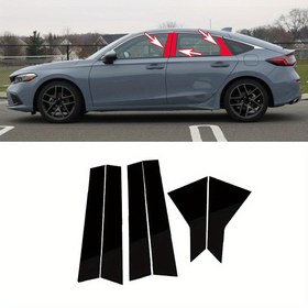 Resim For Honda Civic 2022-2025 için 6 adet Siyah Koruyucu Şerit - Çiziklere Dayanıklı B-Pillar ve C-Pillar Koruyucuları, OEM Stili, Yüksek Kaliteli PC Malzemesi, Sol Yan Pencereler İçin Uygun, Araba Modifikasyon Aksesuarları | Şık Araba Tasarımı | Dayanıklı Pencere Tri 
