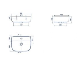 Resim Turkuaz Aqua Tezgahüstü Lavabo 55 42 Cm Beyaz 