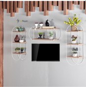 Resim 3 Adet Dekoratif Elips Duvar Rafı Tv - Yaşam Ünitesi (523185641) 