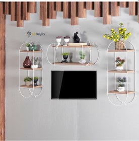Resim 3 Adet Dekoratif Elips Duvar Rafı Tv - Yaşam Ünitesi (523185641) 