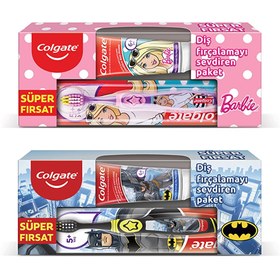 Resim Colgate Barbie & Batman Diş Macunu 75 ml - Diş Fırçası Ağız Bakım Paketi (Asortili) - Gratis 