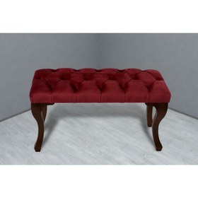 Resim Gazzini Furniture Classic Chester Model Kapitoneli Bordo Puf - Ceviz Ayak 