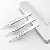 Resim 3 parça set, paslanmaz çelik hücre kelepçesi no. 5, düz ağız kelepçe, eğik ağız kelepçe, kanca ağız kelepçe, laboratuvar hücre cımbızı 