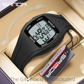 Resim SANDA Erkekler için Dijital Spor Saati - 50m, Su Geçirmez, Gece Işığı, Alarm Saati, Kronometre, Tarih ve Hafta Gösterimi, Kauçuk Kayış, Çok Fonksiyonlu, Siyah ve Kırmızı Tasarım, Dayanıklı Kauçuk Kasa, Su Geçirmez Saat | Kare Dijital Kadran | TPU Kayış, AquaClothin 