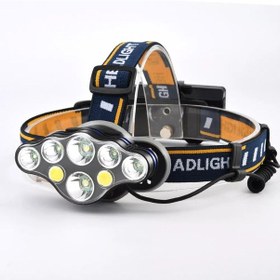 Resim Güçlü Usb Şarj Edilebilir Profesyonel 8 Modlu 6000 Lümen 8 Led Su Geçirmez Kafa Lambası Çok Renkli 
