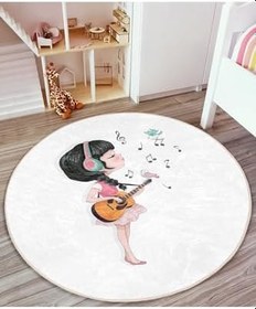 Resim RealHomes Fashion Pop Art Tasarımlı Çocuk & Genç Odası Makinede Yıkanabilir Kaymaz Taban Yuvarlak Kadife Halı HaliYuvC-Comfort-705, 180 x 180 