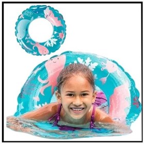 Resim Uyguna-yakala 61cm Turkuaz Şeffaf Desenli Çocuk Yüzme Simidi-mıt.005 Çok Renkli 