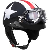 Resim Yarım Açık Yüz Motosiklet Kaskı Gözlük, Vizör, Şal, Biker Scooter Tur Kaskı 