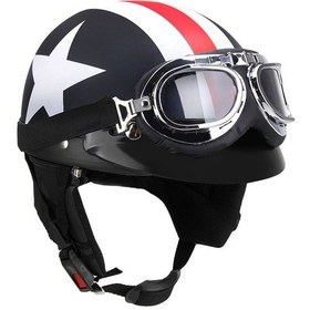 Resim Yarım Açık Yüz Motosiklet Kaskı Gözlük, Vizör, Şal, Biker Scooter Tur Kaskı 