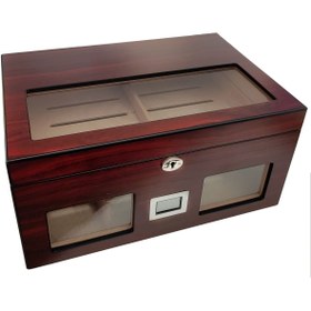 Resim Falconetti Bordo 2 Katlı Camlı Dijital Humidor Puro Kutusu Rc59kr 