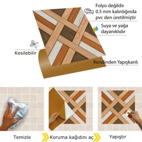 Resim Tink Kendinden Yapışkanlı Ahşap 014 Desenli Pvc Karo 30X30 cm (33 Adet) 3 m2 