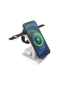 Resim S-link Sw-cwf130 Beyaz Telefon Kulaklık Akıllı Saat 15w 3 İn 1 Magsafe Led Logo Kablosuz Şarj Cihaz 