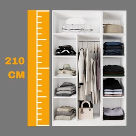 Resim Bimossa KB30 Goss 135 cm İkili Kapaksız İki Bölmeli Dar Gardırop, Boy Askılı ve Dar Raflı Açık Giyinme Dolabı, Beyaz Modern Elbise Dolabı 