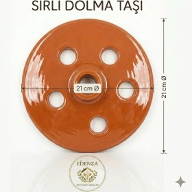 Resim Edenza Güveç Dolma Sarma Taşı Kapağı Sırlı Çömlek 21 cm 