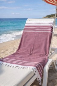 Resim Elmas Desenli Pamuk Peştemal Plaj Havlusu 100x170 cm – Pareo Kullanımına Uygun Bordo 