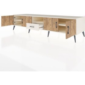 Resim Kronos Tv Ünitesi 3 Raflı Tek Çekmeceli 4 Kapaklı 220x59x51 Aytaşı-çam/aytaşı Atlas Çam/aytası - Aytası 