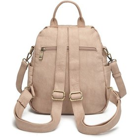 Resim Barcelona Çok Cepli Kapak Detaylı Günlük Orta Boy Kadın Sırt Çantası Koyu Bej Koyu Bej 