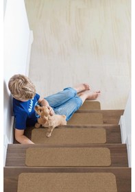 Resim Halıfleks Mega Rip Kaymaz Kauçuk Tabanlı Zemine Tutunan Merdiven Paspası - Kahve Sütlü Kahve 