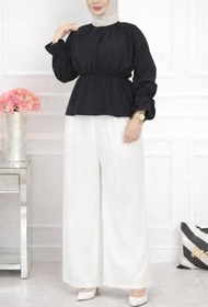 Resim CNG MODA Tesettür Beli Lastikli Kısa Poplin Gömlek 