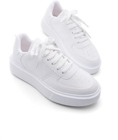 Resim Marjin Kadın Sneaker Yüksek Taban Bağcıklı Spor Ayakkabı Azin beyaz 