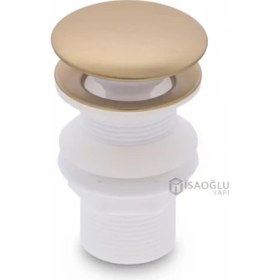 Resim İsaoğlu Yapı Lavabo Gideri Mat Gold Lavabo Sifonu Bas Bırak Pop Up Dahil Komple Set Fırçalanmış Gold Renk 