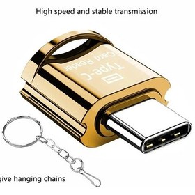 Resim Otg Mini Tf Kart Okuyucu Tip C Mikro Sd Kart Adaptörü Akıllı Hafıza Kartı Usb C Gold 