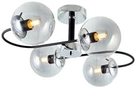 Resim TT AYDINLATMA Tt012-4 Kr Krom Rengi Kaplama 4 Lü Füme Camlı Lüks Avize Krom 27 cm 