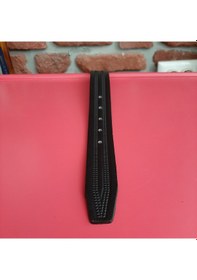 Resim Real Leather Erkek Kemer Baskı Desenli Siyah Hakiki Vejetal Dana Deri 3.5 CM Siyah 