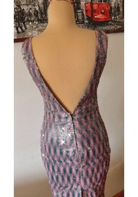 Resim Chica Rosa Fashion Renkli Pullu V Yaka Midi Elbise Pembe - Siyah 