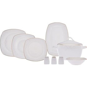 Resim Emsan Bone Yeni Nilüfer 60 Parça 12 Kişilik Yemek Takımı Yarım Kare 