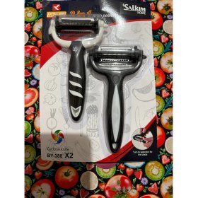 Resim Salkım Pratik Çiftli Meyve Sebze Soyacağı – Paslanmaz Çelik Bıçaklı, Ergonomik Çok Yönlü Soyucu 2 Adet 