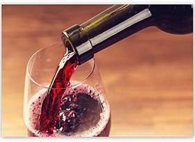 Resim Ahşap Tablo Kırmızı Şarap, Şişe ve Kadeh 