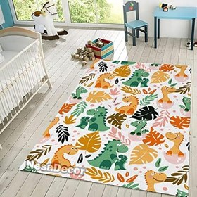 Resim Halı Çocuk Odası Parlak Çocuk Halısı Oyun Halısı Sevimli Halı Dino Halı Yıkanabilir Renkli Dinozor (150 x 230 cm) 
