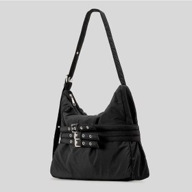 Resim Novahub Vintage Okyanus Tote Çanta Büyük Kapasiteli Kova Çanta Yumuşak Naylon Motosiklet Çantası Günlük Koltuk Altı Çantası Siyah Siyah 