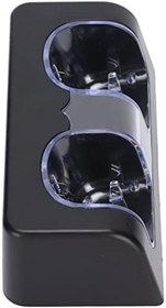 Resim Çift Şarj İstasyonu Yuvası, Hafif Kararlı Aşınmaya Dayanıklı Dayanıklı Taşınabilir Wii Oyun Uzaktan Kumandası için Güç Kablolu Çift Şarj İstasyonu(siyah) 