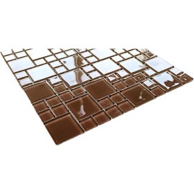 Resim Tüm Yüzeyler Için Sütlü Kahve Mix. 30X30CM. Fileli Kristal Cam Mozaik ( 1 M2 Fiyatıdır ) 