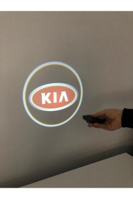 Resim Mycl Kia 2 Adet Araçları Için Pilli Yapıştırmalı Mesafe Sensörlü Kapı Altı Led Logo / Projektör 