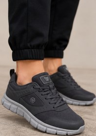 Resim PureWalk Unisex Füme Kalın Tabanlı Spor Ayakkabı - Hafif Esnek Günlük Yürüyüş Sneaker Rahat Koşu ve Şehir Ayakkabısı 