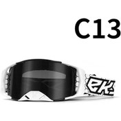 Resim Tangshopping Motosiklet Arazi Gözlüğü Gözlük Bisiklet Gözlüğü C13 Beyaz Çerçeve Siyah Beyaz Gri Film 