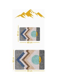 Resim Yıkanabilir Kaymaz Tabanlı Modern Desenli 2'li Banyo Paspas Takımı Bps0031 Renkli 