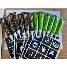 Resim 6 Siyah 6 Kırmızı Kına 81 Desen Hediyeli Geçici Dövme Kına Seti 