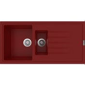 Resim Polex Cristalüx Granit Evye P-01 Bordo 1.5 Gözlü Tezgah Altı Ve Tezgah Üstü Mutfak Evyesi 99x49.5 CM 