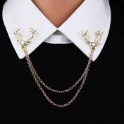 Resim Noel Altın Moda Elk Zincir Gömlek Düğmesi 